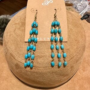Plunder Turquoise Beaded Multi-Strand Dangle Earrings